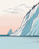 Minimalist Cliffside and Ocean Line Art Print