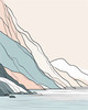 Minimalist Cliffside and Ocean Line Art Print