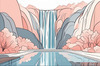 Minimalist Waterfall Cascade Line Art