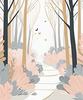 Minimalist Line Art of a Forest Pathway