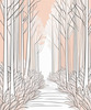 Minimalist Line Art of a Forest Pathway
