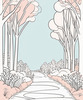 Minimalist Line Art of a Forest Pathway