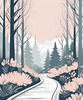 Minimalist Line Art of a Forest Pathway