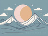 Printable Minimalist Moonlit Mountain Silhouette Line Art
