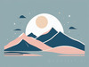 Printable Minimalist Moonlit Mountain Silhouette Line Art