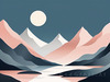 Printable Minimalist Moonlit Mountain Silhouette Line Art