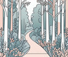 Minimalist Line Art of a Forest Pathway