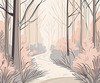 Minimalist Line Art of a Forest Pathway