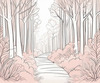 Minimalist Line Art of a Forest Pathway