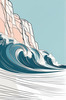 Minimalist Cliffside and Ocean Line Art Print