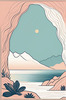 Minimalist Cliffside and Ocean Line Art Print
