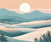Minimalist Desert Dusk Single Line Art
