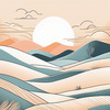 Minimalist Desert Dusk Single Line Art