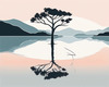 Minimalist Tranquil Lakeside Tree Reflection Printable Art