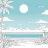 Minimalist Coastal Horizon Line Drawing