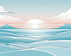 Minimalist Coastal Horizon Line Drawing
