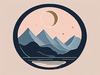 Printable Minimalist Moonlit Mountain Silhouette Line Art