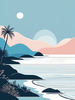Minimalist Coastal Horizon Line Drawing