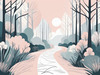 Minimalist Line Art of a Forest Pathway