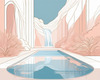 Minimalist Waterfall Cascade Line Art