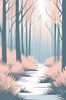 Minimalist Line Art of a Forest Pathway