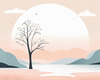 Minimalist Tranquil Lakeside Tree Reflection Printable Art