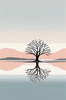 Minimalist Tranquil Lakeside Tree Reflection Printable Art