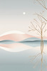Minimalist Tranquil Lakeside Tree Reflection Printable Art