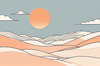 Minimalist Desert Dusk Single Line Art