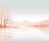 Minimalist Tranquil Lakeside Tree Reflection Printable Art