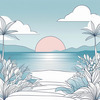Minimalist Coastal Horizon Line Drawing