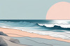 Minimalist Cliffside and Ocean Line Art Print