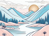 Minimalist Line Art of River Flowing Through Canyon