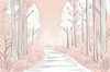 Minimalist Line Art of a Forest Pathway