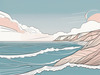 Minimalist Cliffside and Ocean Line Art Print