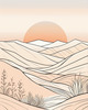 Minimalist Desert Dusk Single Line Art