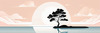 Minimalist Tranquil Lakeside Tree Reflection Printable Art