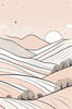 Minimalist Line Art of Rolling Hills Beneath a Starry Night Sky
