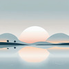 Minimalist Tranquil Lakeside Tree Reflection Printable Art