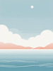 Minimalist Coastal Horizon Line Drawing