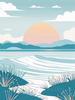Minimalist Coastal Horizon Line Drawing