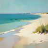 Minimalist Seascape Beach Art for Tranquil Escape