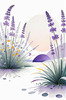 Minimalist Nature Art of Sunrise over Serene Lavender Field