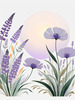 Minimalist Nature Art of Sunrise over Serene Lavender Field