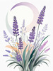 Minimalist Nature Art of Sunrise over Serene Lavender Field