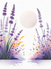 Minimalist Nature Art of Sunrise over Serene Lavender Field