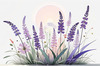 Minimalist Nature Art of Sunrise over Serene Lavender Field