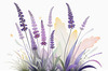 Minimalist Nature Art of Sunrise over Serene Lavender Field