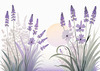 Minimalist Nature Art of Sunrise over Serene Lavender Field