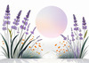 Minimalist Nature Art of Sunrise over Serene Lavender Field